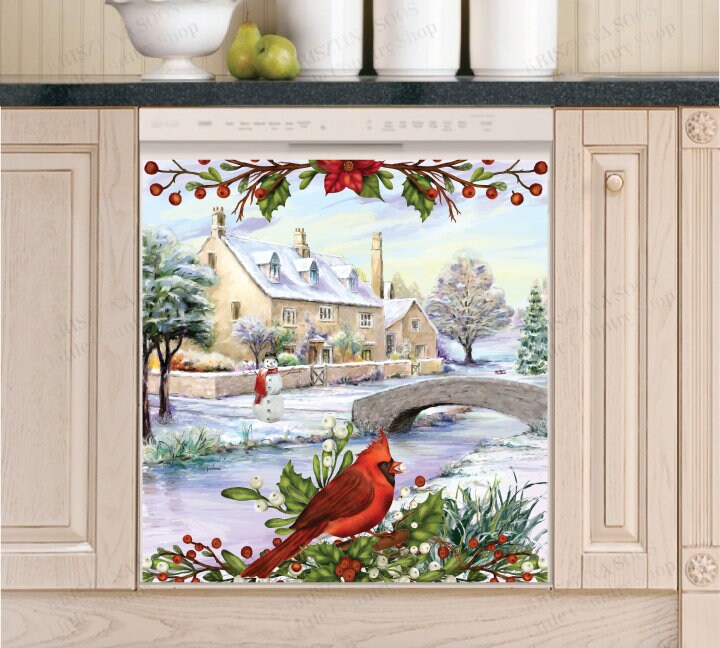 Cozy Riverside Home and Cardinal Dishwasher Cover