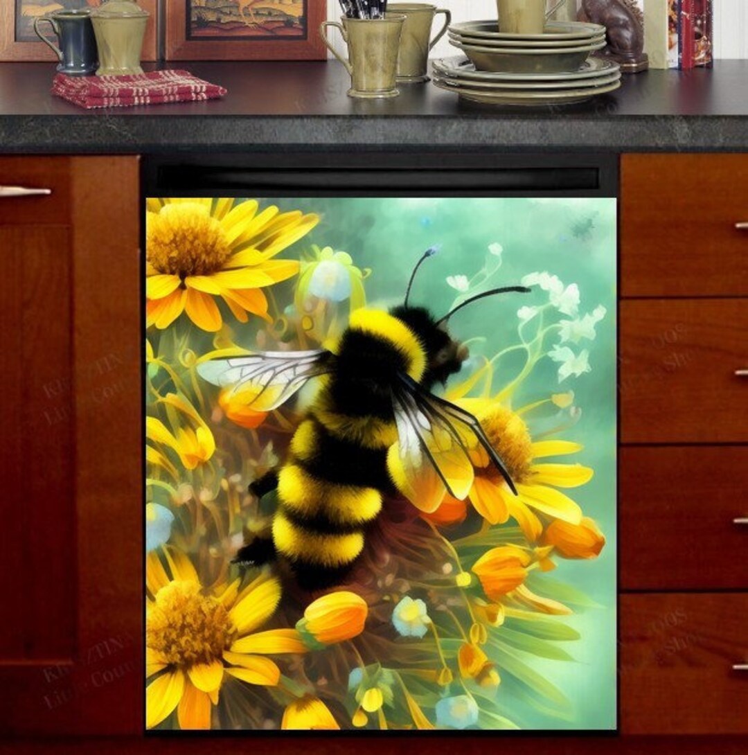 Kitchen Dishwasher Cover Bumblebee on the Flowers Etsy