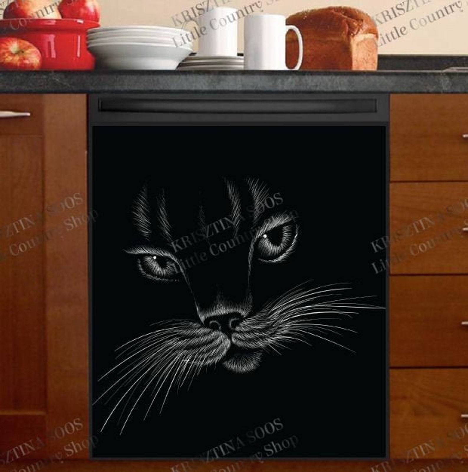 Kitchen Dishwasher Decor Cover Cute Black Cat Face 1 Etsy