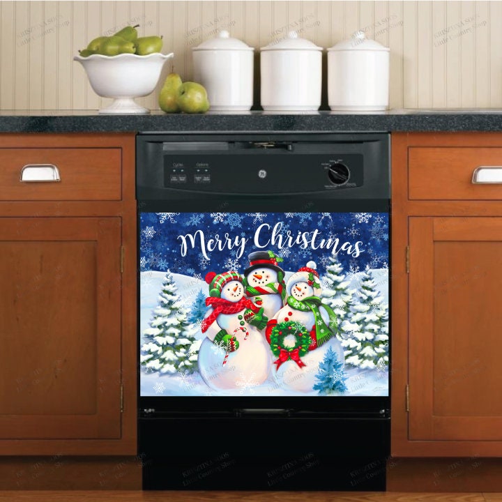 Happy Snowman Family Dishwasher Cover