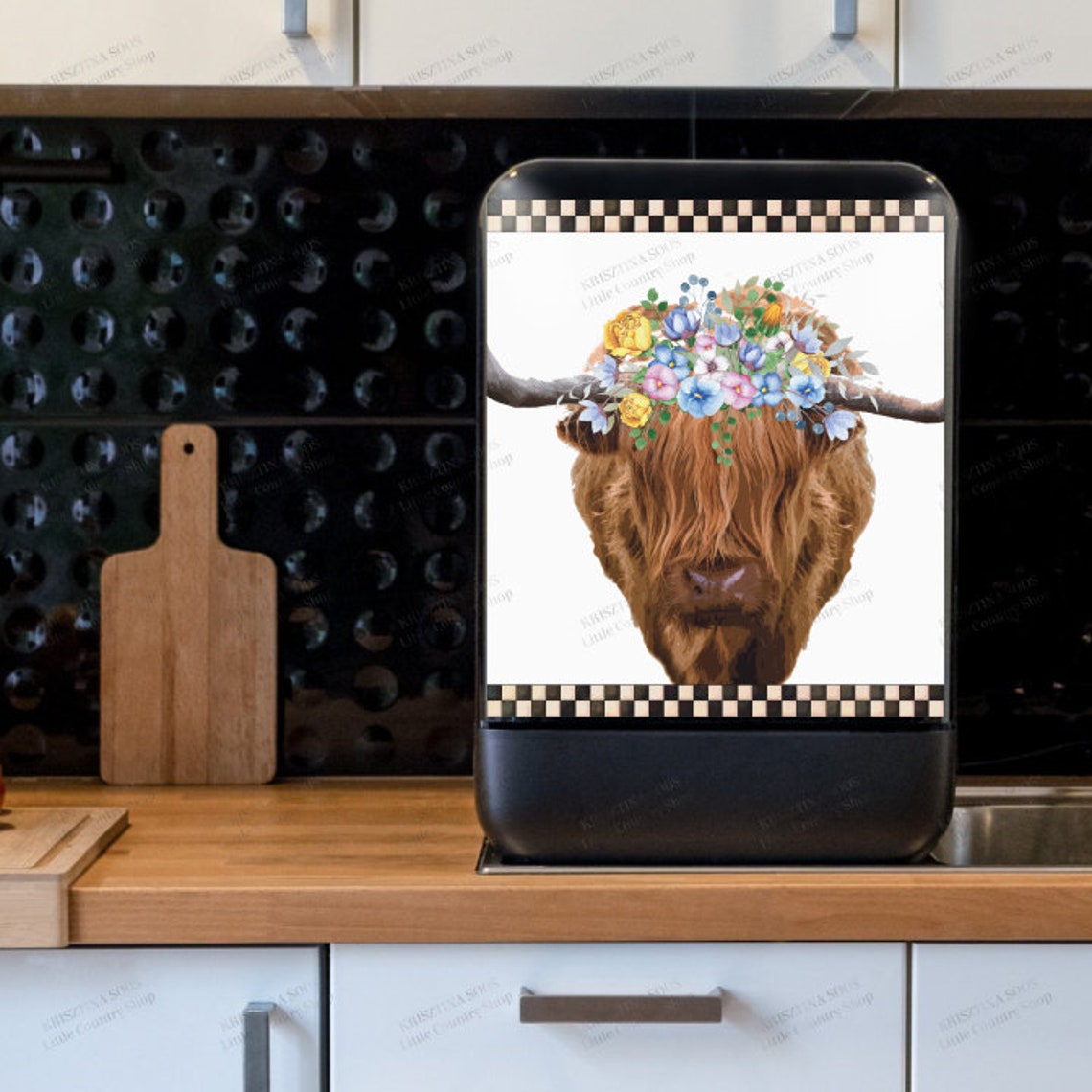 Kitchen Dishwasher Decor Cover Highland Cow with Etsy