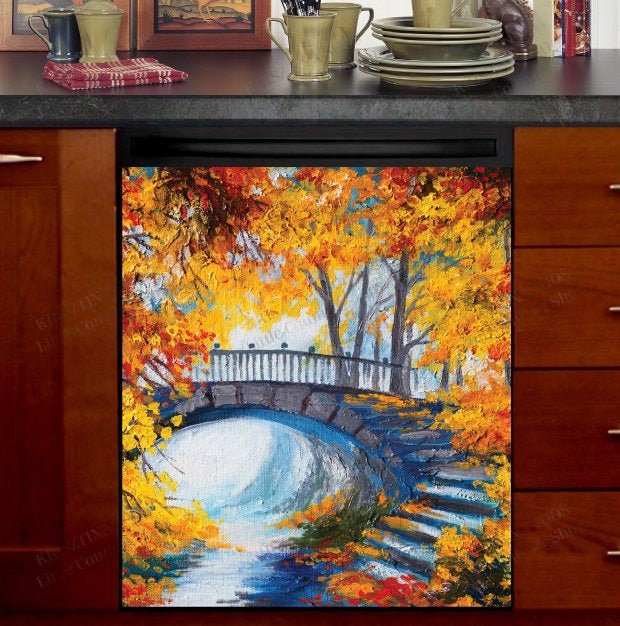 Discover Autumn Forest Bridge Dishwasher Cover