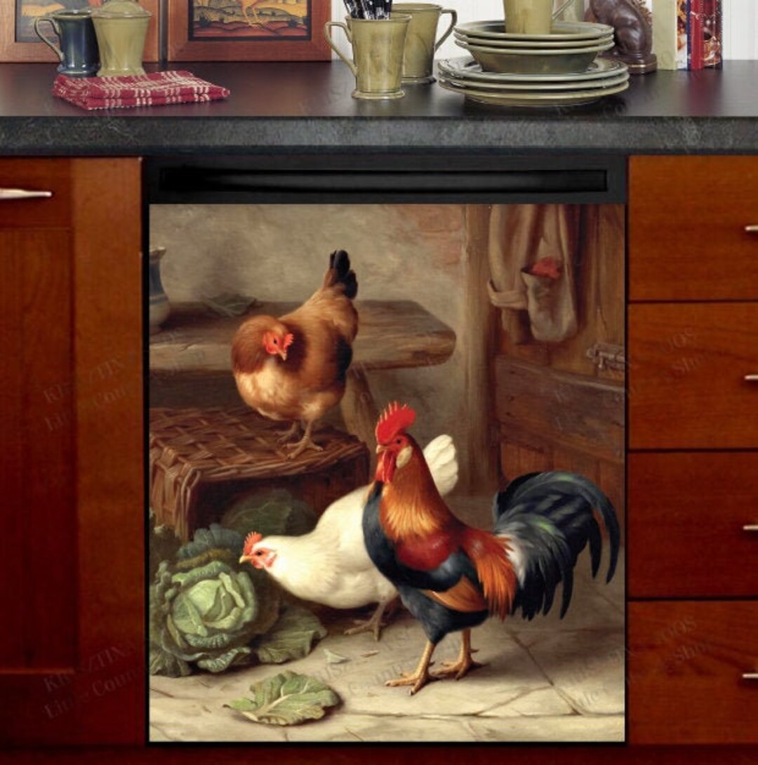 Kitchen Dishwasher Cover Farmhouse Chickens and Etsy