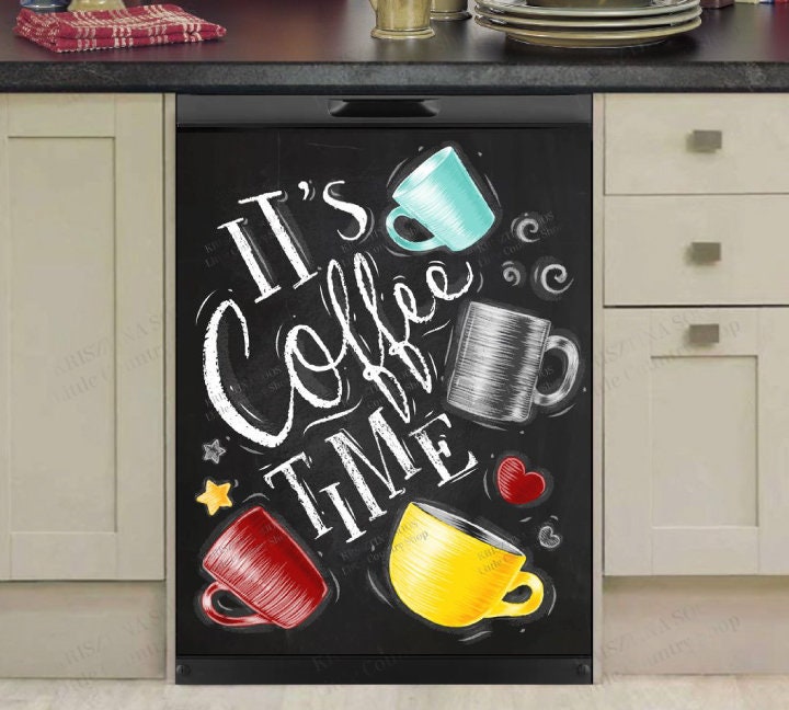 Coffee Time Chalkboard Dishwasher Cover