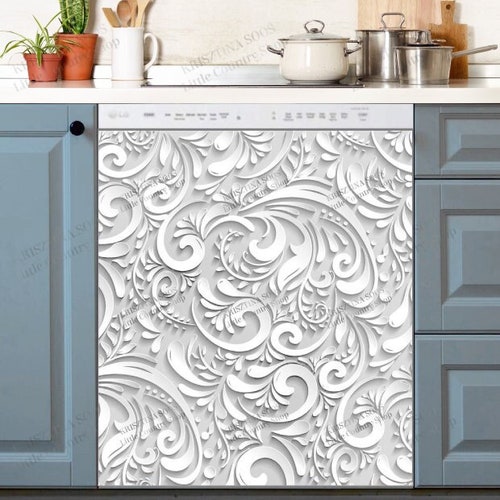 Kitchen Dishwasher Cover Beautiful White Dandelion Etsy