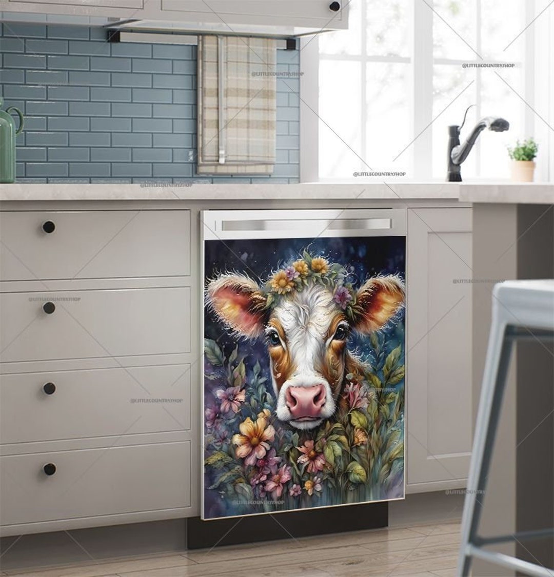 Cow Magnetic Dishwasher Cover-Famhouse Style Kitchen Decor, Country  Farmhouse Animals Magnetic Dishwasher Door Cover, Refrigerator Magnet  Cover