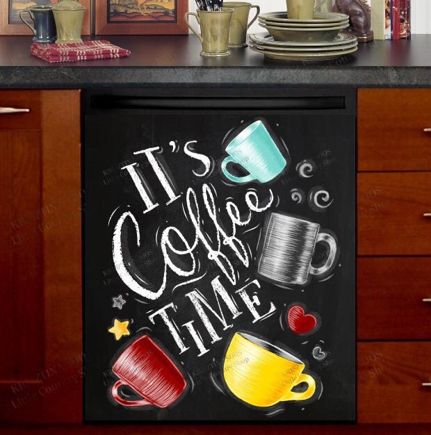 Coffee Time Chalkboard Dishwasher Cover