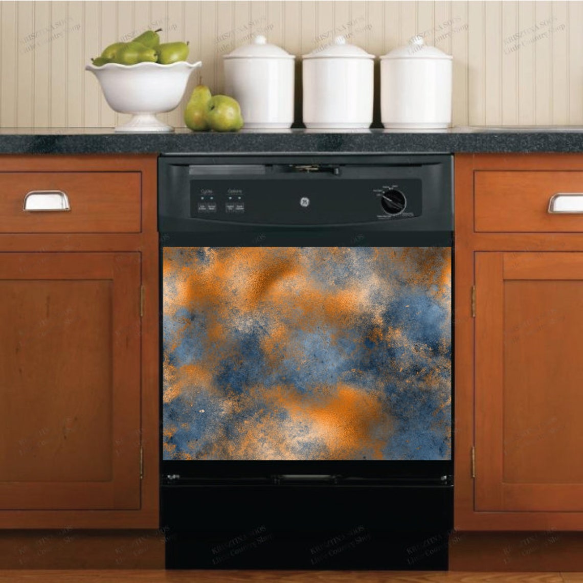 Dishwasher Cover Kitchen Decor Rustic Copper and Dark Etsy