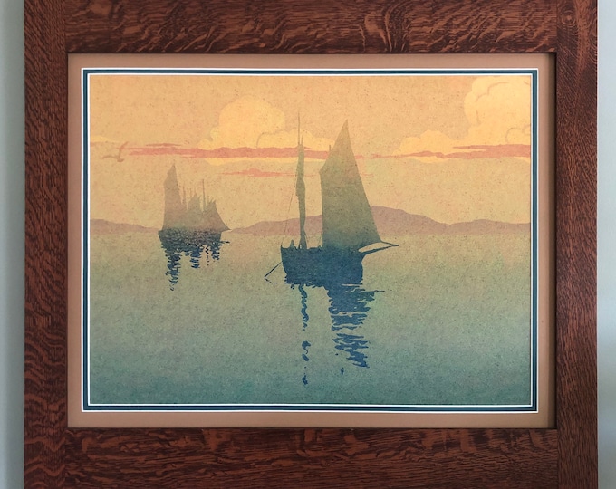 Eventide Mission Style Art in Quartersawn Oak Frame