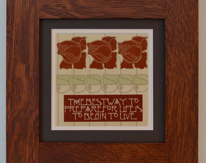 Life - Mission Style Quartersawn Oak Framed Quotable Motif