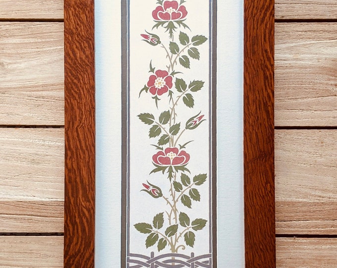 Arts & Crafts English Vines I Mission Style Art in Quartersawn Oak Frame