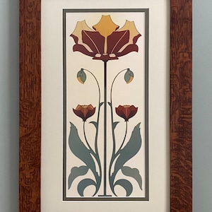 Oak Park Flower I Mission Style Art in Quartersawn Oak Frame