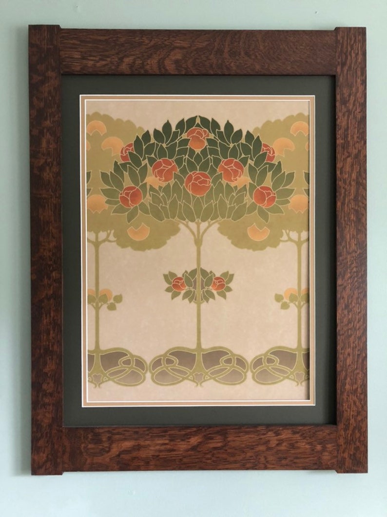 Topiary II Large Mission Style Art in Quartersawn Oak Frame Etsy