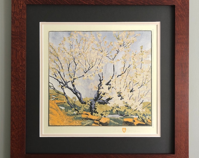 Silver Sky Mission Style Gustave Baumann Framed Art in Quartersawn Oak