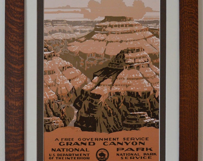 Grand Canyon National Park Service Poster in Quartersawn Oak Frame