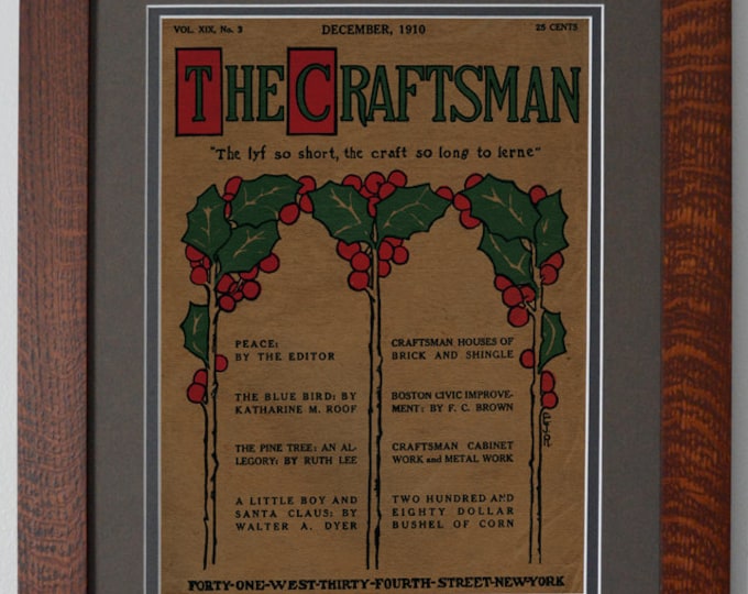 The Craftsman Christmas 1910 Mission Style Art in Quartersawn Oak Frame