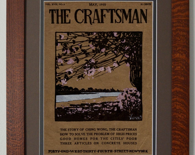 The Craftsman Blossoms Mission Style Art in Quartersawn Oak Frame