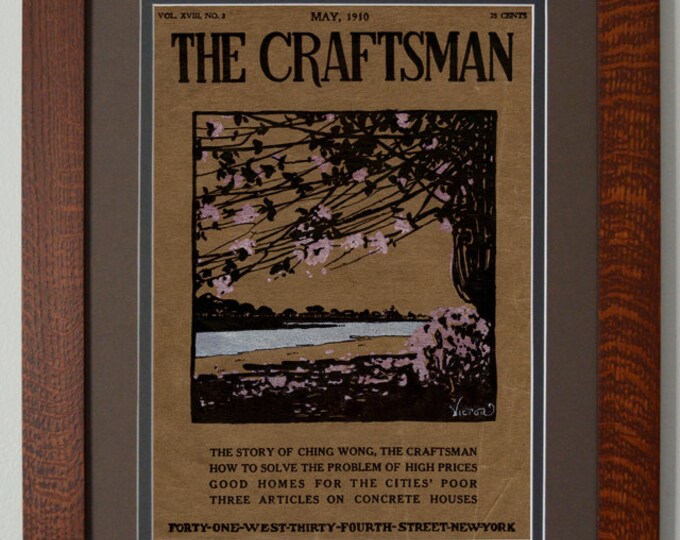 The Craftsman Blossoms Mission Style Art in Quartersawn Oak Frame