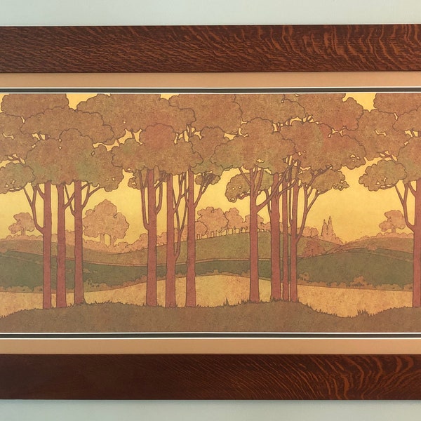 Idylwild Sienna Large Frieze Mission Style Art in Quartersawn Oak Frame