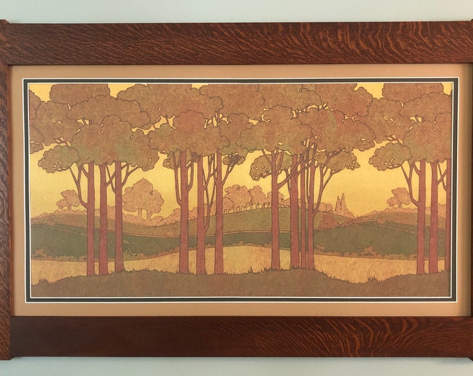 Idylwild Sienna Large Frieze Mission Style Art in Quartersawn Oak Frame