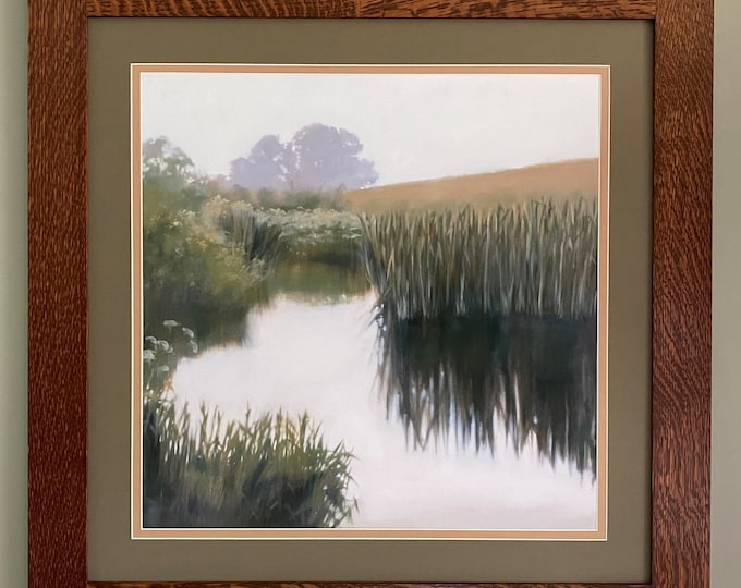 Morning Creekside by Megan Lightell Mission Style Art in Quartersawn Oak Frame