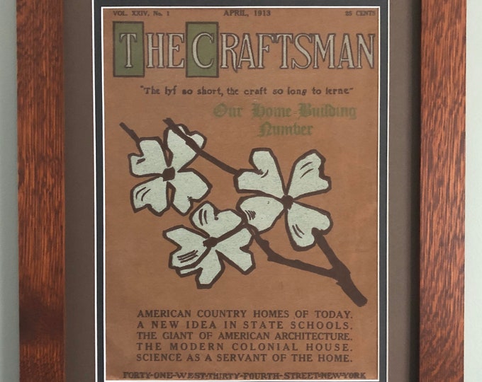 The Craftsman Dogwoods Mission Style Arts and Crafts Style Art in Quartersawn Oak Frame