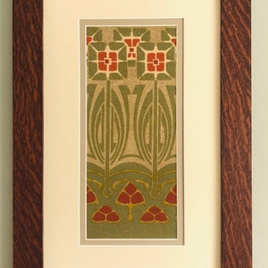 Three Poppies Mission Style Art in Quartersawn Oak Frame