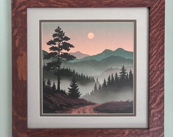 Dirt Road II by Talino Angelina Mission Style Art in Quartersawn Oak Frame