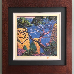 Pinon Grand Canyon Mission Style Gustave Baumann Framed Art in Quartersawn Oak