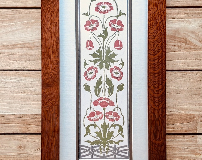 Arts & Crafts English Vines III Mission Style Art in Quartersawn Oak Frame