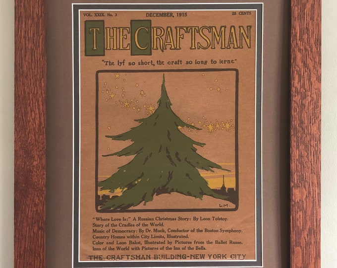 The Craftsman Christmas 1915 Mission Style Art in Quartersawn Oak Frame