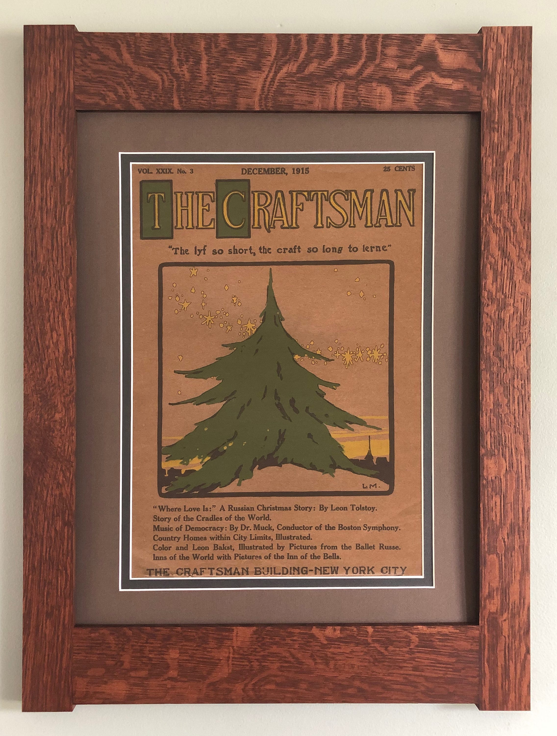 The Craftsman Christmas 1915 Mission Style Art in Quartersawn Oak Frame