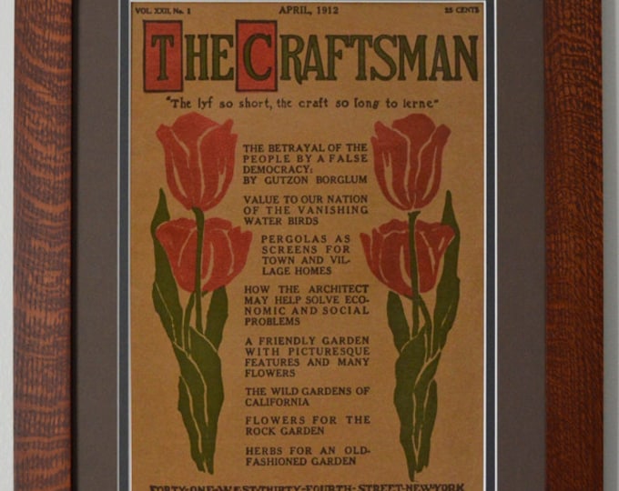 The Craftsman Garden Mission Style Art in Quartersawn Oak Frame