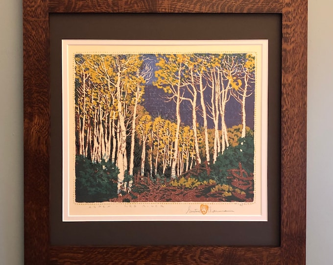 Aspen Red River Mission Style Gustave Baumann Framed Art in Quartersawn Oak