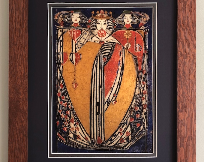 The Queen of Hearts Mission Style Art in Quartersawn Oak Frame