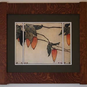 Japanese Lanterns Mission Style Art in Quartersawn Oak Frame