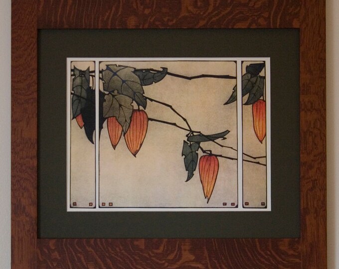 Japanese Lanterns Mission Style Art in Quartersawn Oak Frame