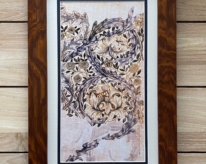 Marigolds - William Morris Mission Style Art in Quartersawn Oak Frame