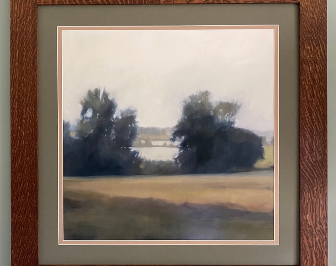 Hidden Landing by Megan Lightell Mission Style Art in Quartersawn Oak Frame