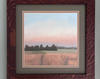 Harvest Evening by Megan Lightell Mission Style Art in Quartersawn Oak Frame