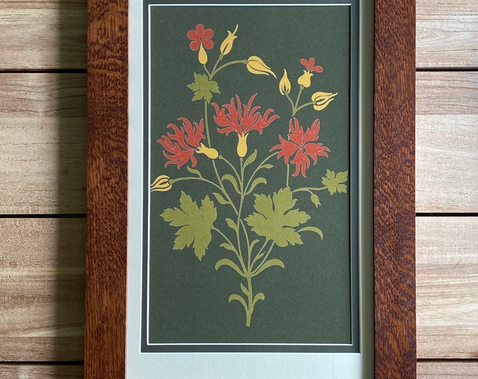 Wildflower Hearts Mission Style Art in Quartersawn Oak Frame