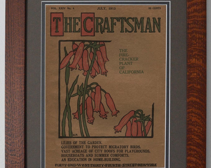 The Craftsman Fire Cracker Mission Style Art in Quartersawn Oak Frame