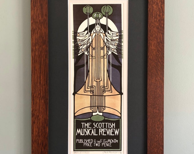 Scottish Musical Review Mission Style Art in Quartersawn Oak Frame