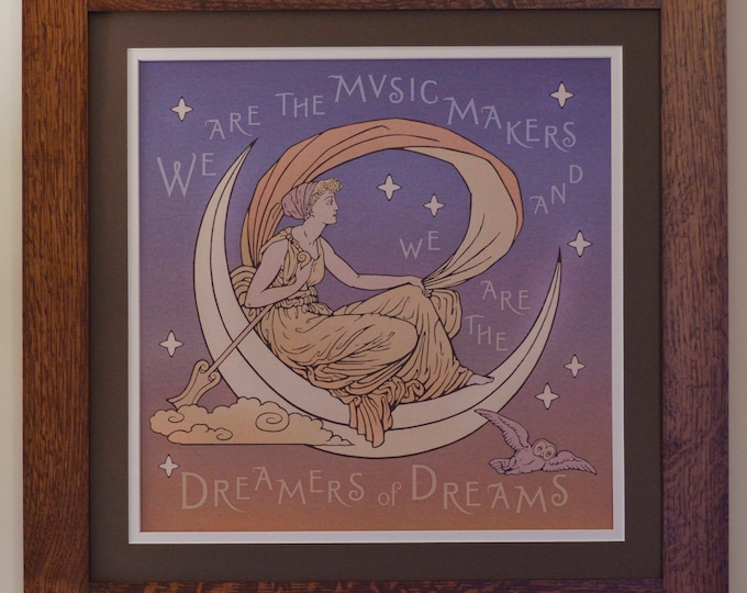 Dreamers Mission Style Art in Quartersawn Oak Frame