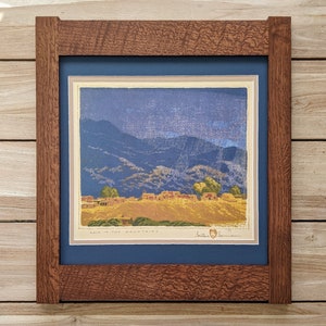 Rain in the Mountains Mission Style Gustave Baumann Framed Art in Quartersawn Oak