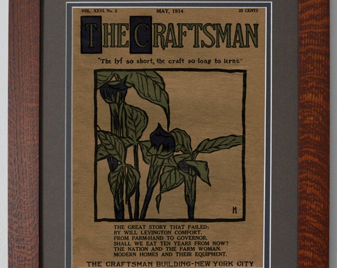 The Craftsman Lilies Mission Style Art in Quartersawn Oak Frame