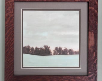 Sundown Snow by Megan Lightell Mission Style Art in Quartersawn Oak Frame