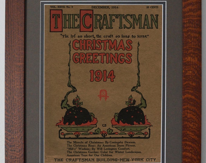 The Craftsman Christmas 1914 Mission Style Art in Quartersawn Oak Frame