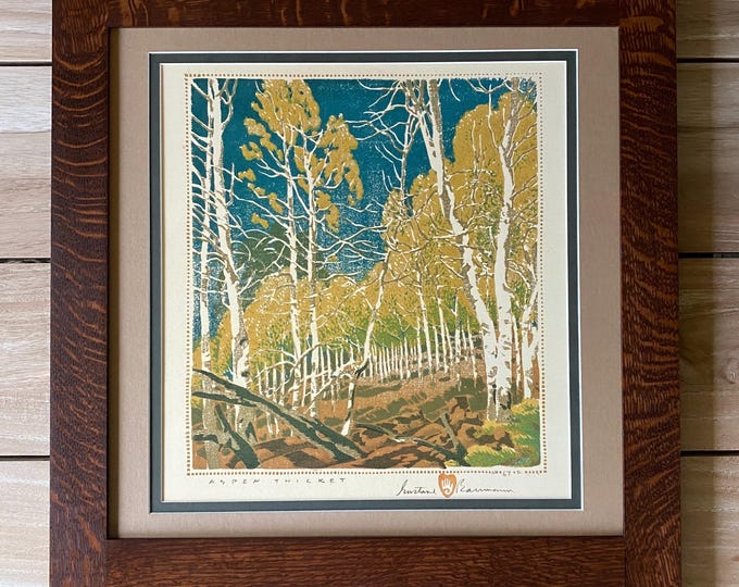 Aspen Thicket Mission Style Gustave Baumann Framed Art in Quartersawn Oak