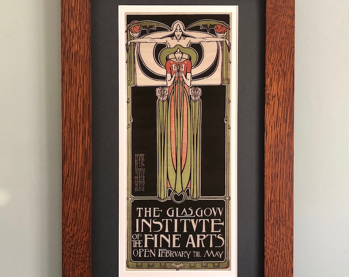 Glasgow Institute of the Fine Arts Mission Style Art in Quartersawn Oak Frame